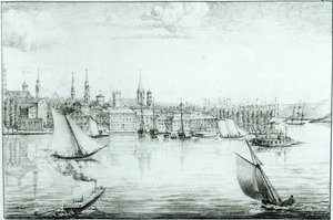 New York lännestä, de Montule, 1821:n kokoelmasta "Karttoja ja näkymiä matkasta Amerikassa Italiassa Sisiliassa ja Egyptissä" tekijältä Edouard de Montule