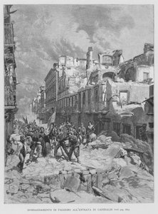 Palermon pommi-isku Garibaldin sisäänkäynnillä (kaiverrus)