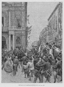 Garibaldin saapuminen Napoliin (kaiverrus)
