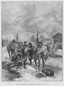 Giuseppe Mazzini ja kenraali Ramorino (kaiverrus) tekijältä Edouardo Matania
