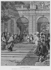 Pius VII:n paluu (kaiverrus) tekijältä Edouardo Matania