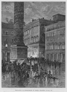Vallankumousyritys Piazza Colonnalla (kaiverrus) tekijältä Edouardo Matania