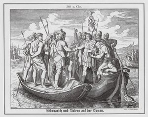 Rooman keisari Valensin ja länsigoottien kuningas Athanaricin tapaaminen Tonavalla, 369 (kaiverrus).