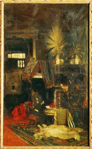 Taidemaalari Hans Makart ateljeessaan ... (maalaus kankaalle) tekijältä Eduard Charlemont