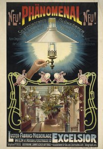 Excelsior. Itsesyttyvä hehkulamppu, noin 1895-1900. tekijältä Eduard Döcker