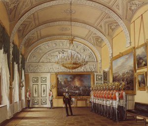 Talvipalatsin sisätilat. Vartiohuone, 1864 tekijältä Eduard Hau
