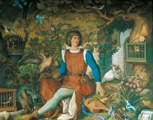 Walther von der Vogelweiden muotokuva Tannhauser-saagasta (öljy kankaalle) tekijältä Eduard Ille