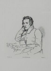 Runoilija Heinrich Heinen muotokuva 1797-1856 Franz Kuglerin mukaan vuodesta 1829, 1854 tekijältä Eduard Mandel