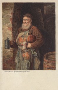 Der Klosterschaeefler: munkki kantamassa olutta ja lounasta (chromolitho) tekijältä Eduard von (after) Grutzner