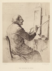Saksalaisen romanttisen taidemaalarin Carl Spitzwegin muotokuva (litografia) tekijältä Eduard von (after) Grutzner