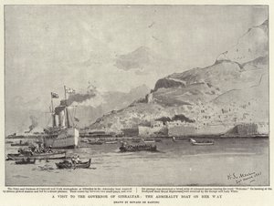 Vierailu Gibraltarin kuvernöörin luona, Admiralty-vene matkalla (litho) tekijältä Eduardo de Martino