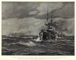 Imperial Tour, H M S Ophir, jota seuraavat H M S Juno ja H M S St George, Intian valtamerellä.