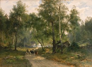 Koivujen alla. Motiivi Mälarenista tekijältä Edvard Bergh