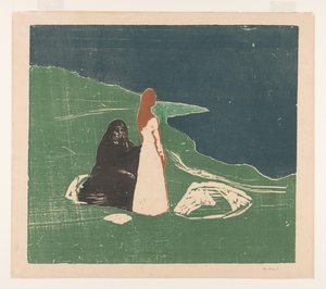 Kaksi naista rannalla (alkuperäinen nimi) tekijältä Edvard Munch (signed by artist)