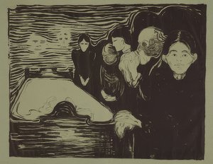 Kuolinvuoteella. 1896 tekijältä Edvard Munch