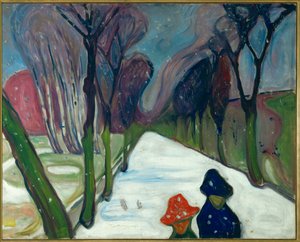 Avenue in the snow (öljy kankaalle) tekijältä Edvard Munch