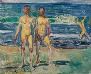 miehet meren rannalla tekijältä Edvard Munch