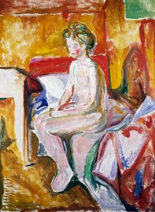 Alaston sängyn reunalla tekijältä Edvard Munch
