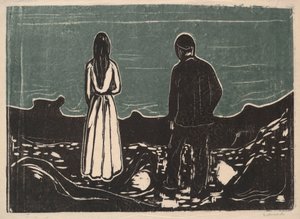 Kaksi ihmistä, The Lonely Ones, 1899 tekijältä Edvard Munch