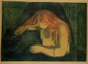 Vampyyri (litografia ja puupiirros) tekijältä Edvard Munch