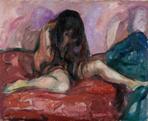 Weeping Nude par Munch, Edvard (1863-1944). Öljy kankaalle, koko: 110x135 tekijältä Edvard Munch