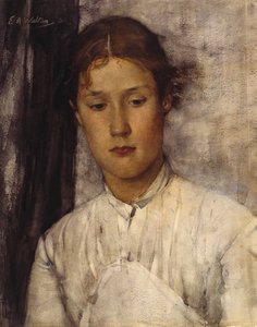Pelinvartijan tytär (akvarelli paperille) tekijältä Edward Arthur Walton