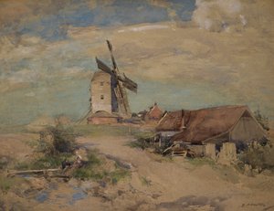Tuulimylly, n. 1900-04 (akvarelli)