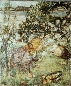 Tytöt hedelmätarhassa tekijältä Edward Atkinson Hornel