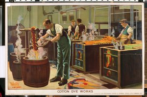 Cotton Dye Works, sarjasta "Empire Trade is Growing" (väri litho) tekijältä Edward Barnard Lintott