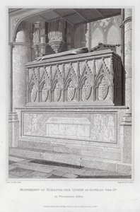 Edward 1:n kuningattaren Eleanor-monumentti Westminster Abbeyssa (kaiverrus)
