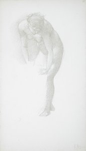 Taivutettu naisalastonkuva tekijältä Edward Burne-Jones