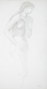 Seisova naisalastonkuva tekijältä Edward Burne-Jones
