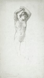 Seisova naisalaston, kädet koholla tekijältä Edward Burne-Jones
