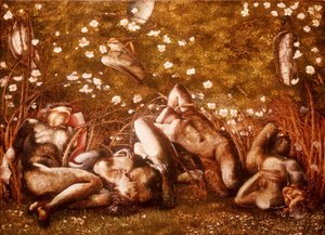 Tutkimus nukkuvista ritareista tekijältä Edward Burne-Jones