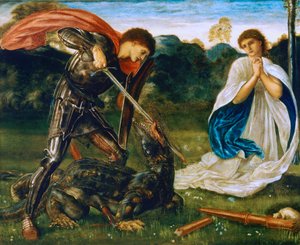 Taistelu: Yrjö tappaa lohikäärmeen VI tekijältä Edward Burne-Jones