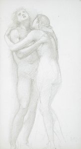 Kaksi toisiaan syleilevää alastonta tekijältä Edward Burne-Jones
