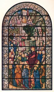 Christs Entry Into Jerusalemiin, ikkuna Pyhän Pietarin kirkossa, Vere Street, Lontoo, n. 1883 tekijältä Edward Burne Jones