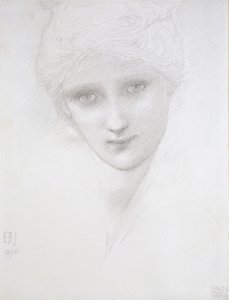 Naisen pää, 1890 tekijältä Edward Burne Jones