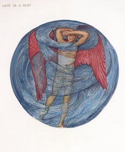 Kukkakirja: I. Love in a Mist, 1905 (litho, guassi paperilla) tekijältä Edward Burne Jones