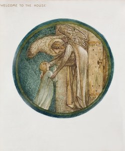Kukkakirja: XXXI. Tervetuloa taloon, 1905 (litho guassipaperilla) tekijältä Edward Burne Jones