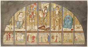 Ruusujen sodat - Edvard IV, Henrik VI, Pyhä Yrjö ja Allegoria tekijältä Edward Burne Jones