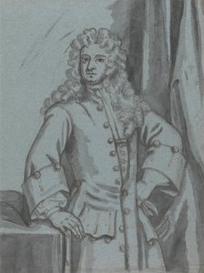 Herrasmies, yllään pitkä napillinen takki, jossa on suuret hihansuut tekijältä Edward Byng