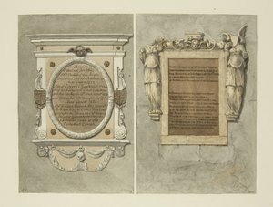 Monumentit piispa Searchfieldille, Dean Chetwyndille ja rouva Weeksille Bristolin katedraalissa (kynä ja akvarelli paperille) tekijältä Edward Cashin