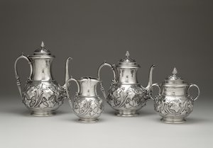 Kahvi- ja teepalvelu, c. 1856-1859 (hopea ja norsunluu) tekijältä Edward Chandler Moore