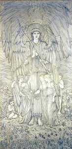 Rakkaus, joka liikuttaa aurinkoa (lyijykynä paperille) tekijältä Edward Coley Burne Jones