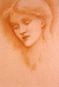 Nuoren naisen muotokuva (punainen liitu paperille) tekijältä Edward Coley Burne Jones