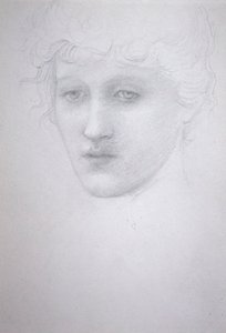 Tutkimus tytön päästä - Bessie Keane, n. 1896 (kynä paperille) tekijältä Edward Coley Burne Jones