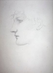Päätutkimus - Bessie Keane, n. 1893 (kynä paperilla) tekijältä Edward Coley Burne Jones