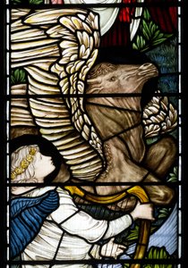Angel & Bull -yksityiskohta, Rivers of Paradise, 1875 tekijältä Edward Burne Jones