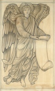 Enkeli rullalla - numero kuusi, 1880 (liitu paperille) tekijältä Edward Burne Jones